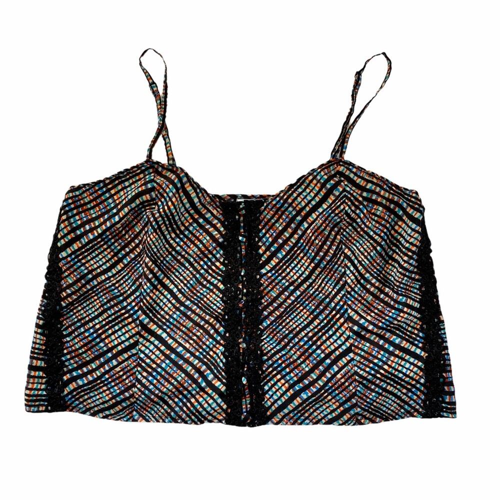 Intimately Free People Plaid Lace Cami Crop Top Adjustable Spaghetti Strap Large